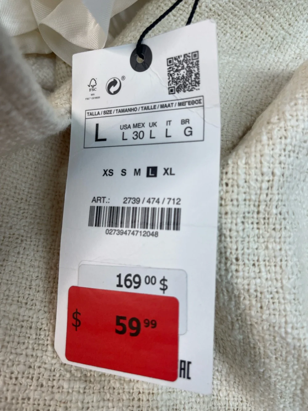 Zara Rustic Long Textured Coat Ecru Ivory - Picture 12 of 16